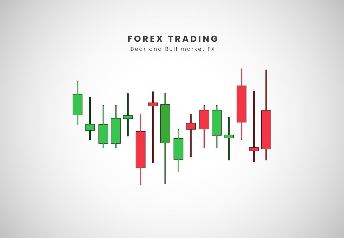 Trending of Forex price action candles for red and green, Forex Trading charts in Signals vector illustration. Buy and sell indicators for forex market