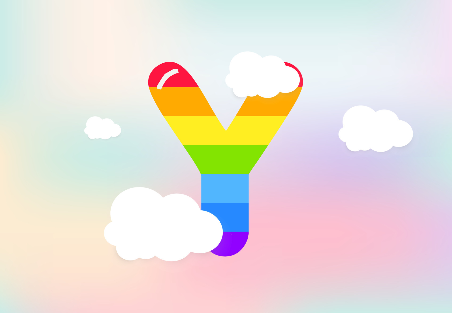 Y Letter Rainbow patterns design, abstract rainbow letter for kids