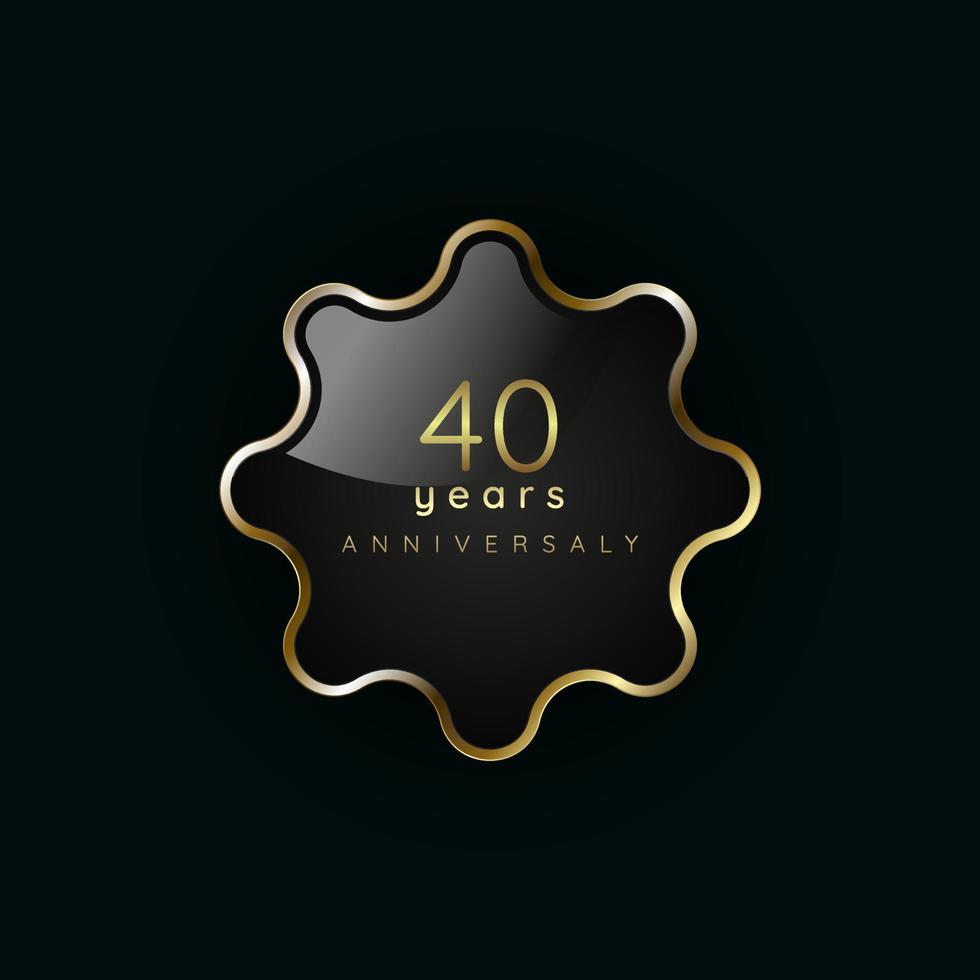 40 years anniversary Luxury gold element, button, symbol, Golden button and premium banner on dark background vector