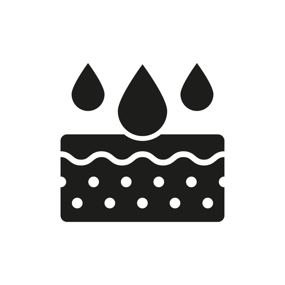 Moisturizing Face and Body Skin Pictogram. Moisture Skin Glyph Sign. Skin Layer Absorb Water Drop Silhouette Icon. Anti Dry Skincare. Isolated Vector Illustration.
