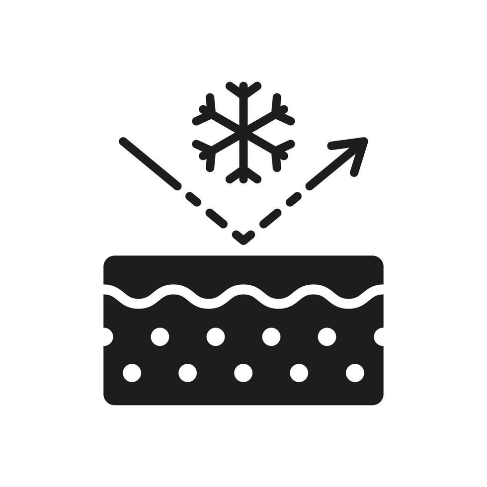 proteccion de piel congelación silueta icono. efecto de piel frío glifo pictograma. barrera desde enfriamiento concepto icono. copo de nieve en piel capa. aislado vector ilustración.