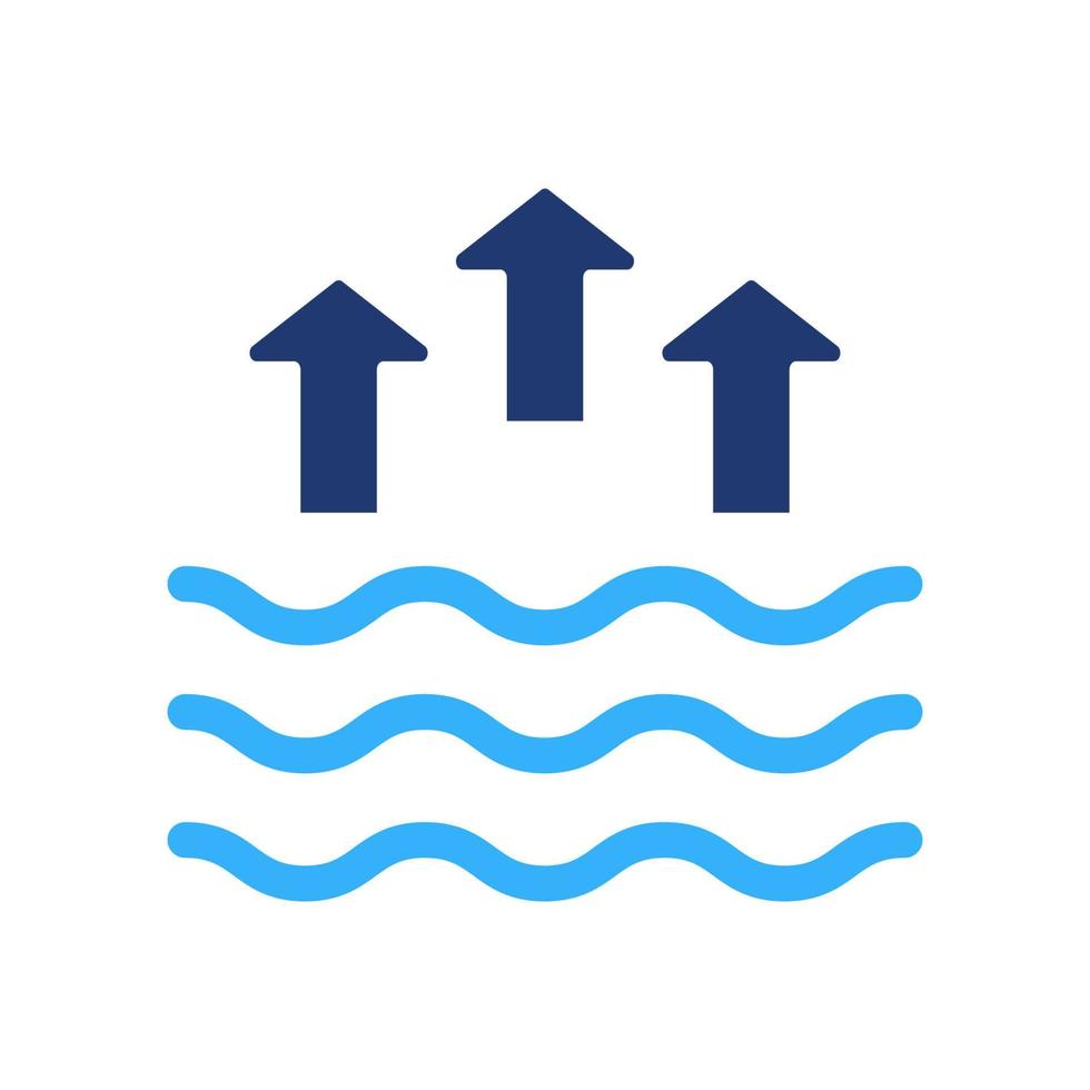 High Tide Silhouette Icon. Waves on the Sea or Ocean Color Icon. Vector Isolated Illustration.