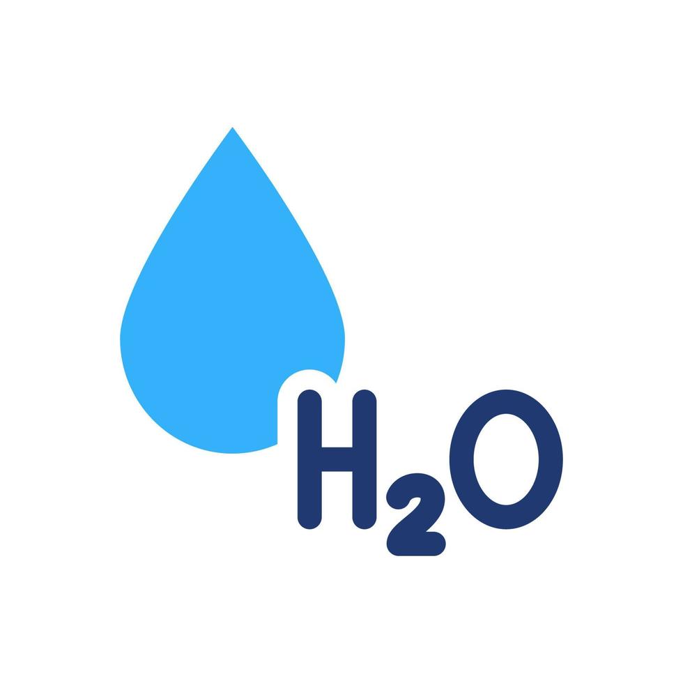 H2O Colorful Silhouette Icon. Water Drop Color Icon. Chemical Formula for Water. Symbol of Fresh Aqua. Vector Isolated Illustration.