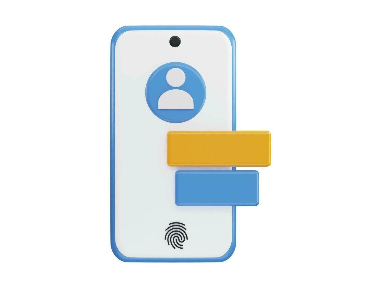 User on Mobile phone with fingerprint 3d rendering vector icon illustration