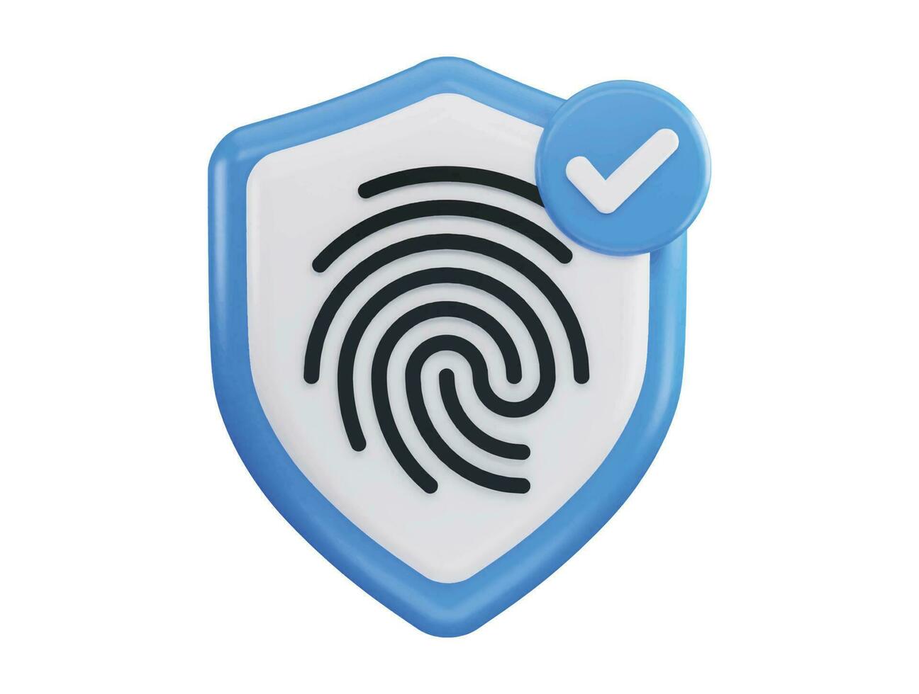 Fingerprint on protect shield 3d rendering vector icon illustration