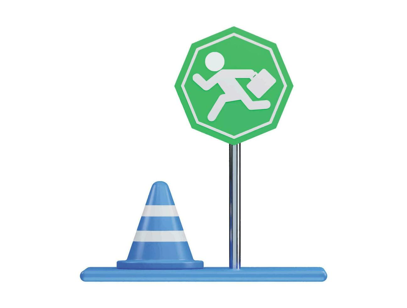 Stop road sign 3d rendering vector icon illustration