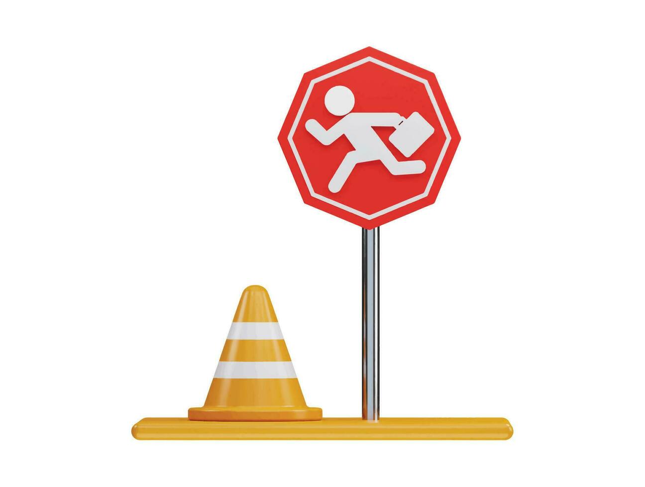 Stop road sign 3d rendering vector icon illustration