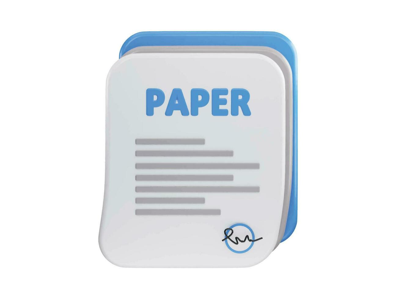 Paper with signature icon 3d rendering vector illustration