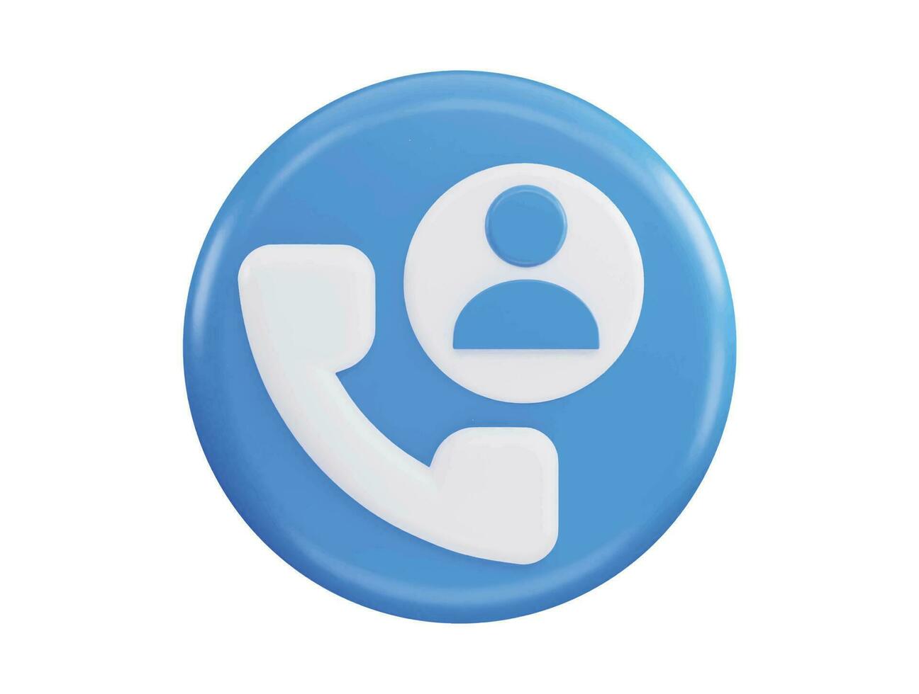 Contact phone call and user with 3d vector icon illustration