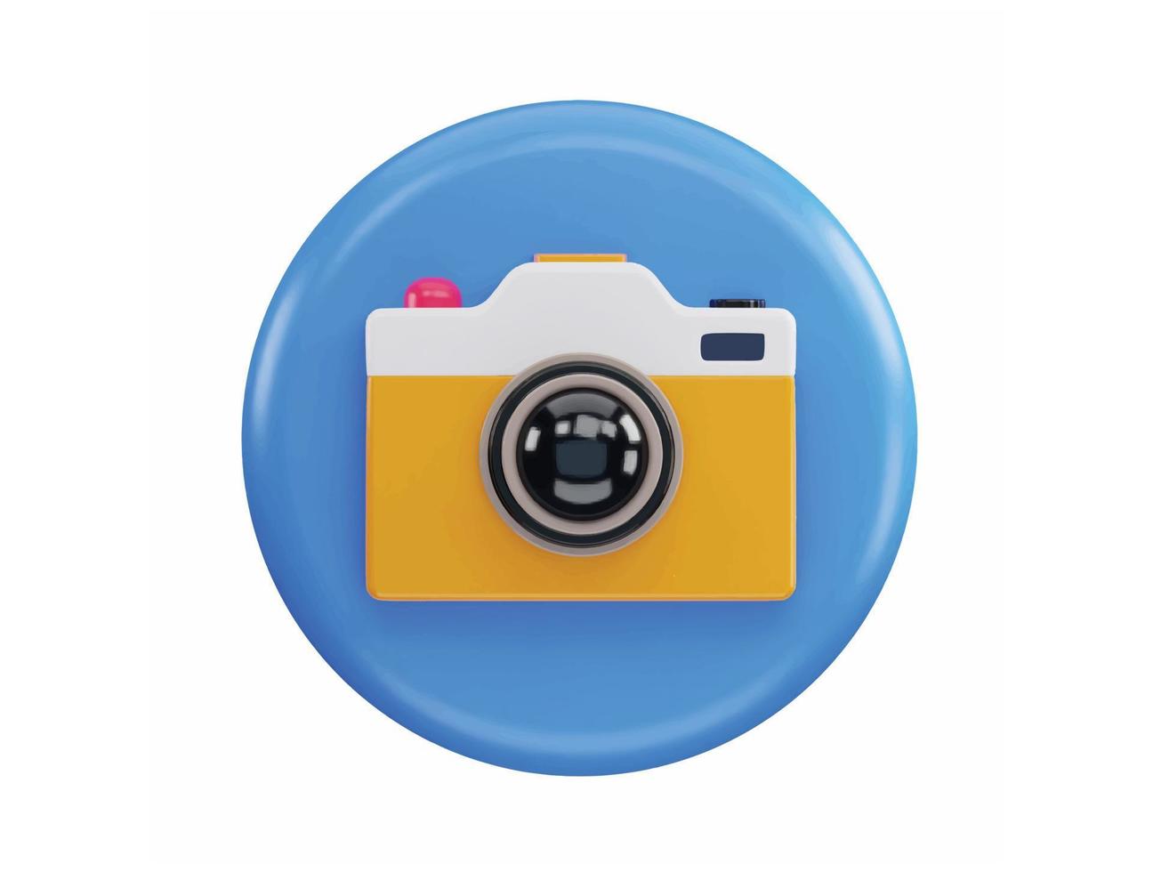 Camera multimedia application content creation digital button with 3d vector icon illustration