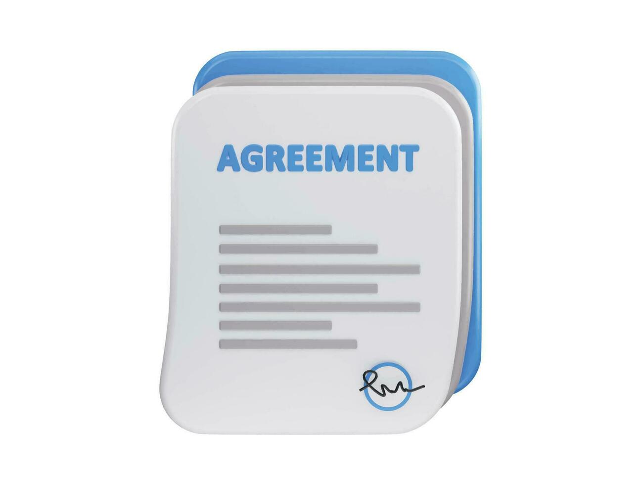 Agreement paper with signature icon 3d rendering vector illustration