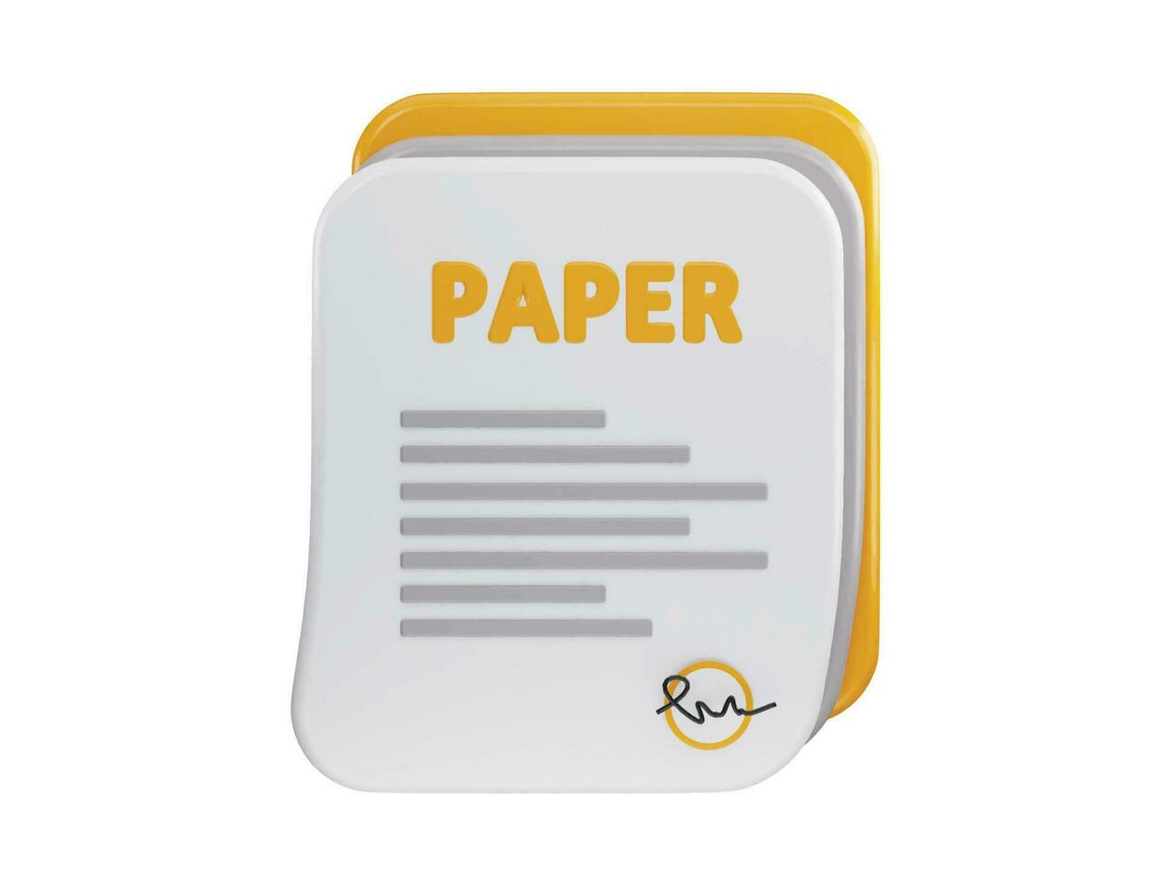 Paper with signature icon 3d rendering vector illustration