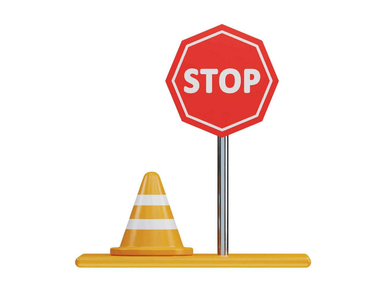 Stop road sign 3d rendering vector icon illustration