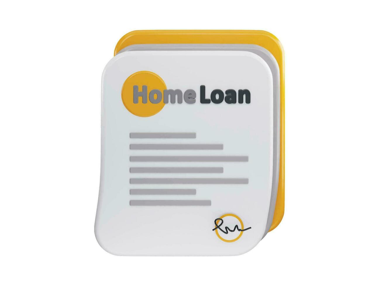 Home loan agreement paper with signature icon 3d rendering vector illustration