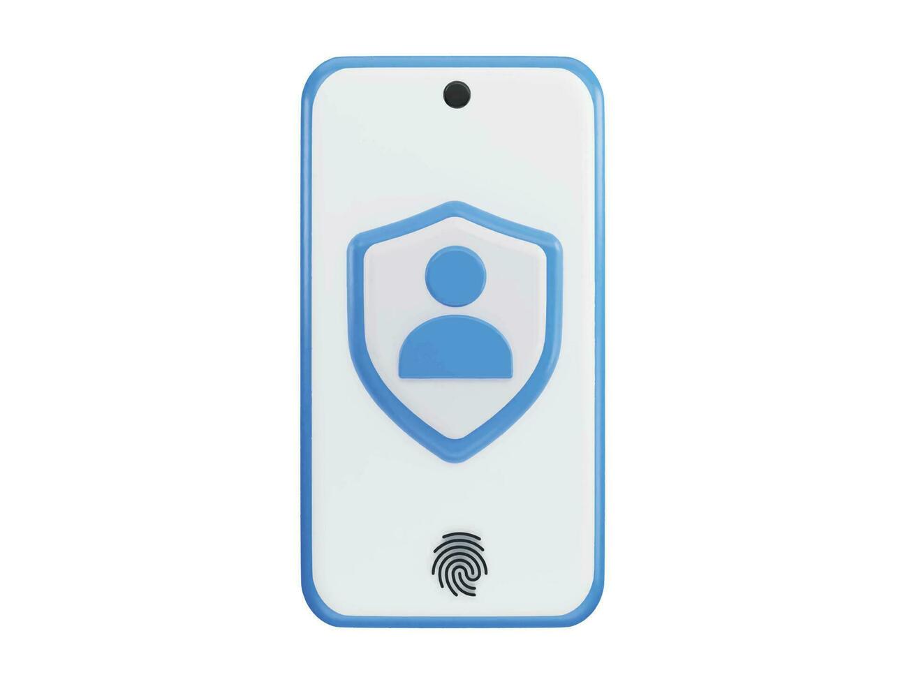 User on Mobile phone with protect shield 3d rendering vector icon illustration