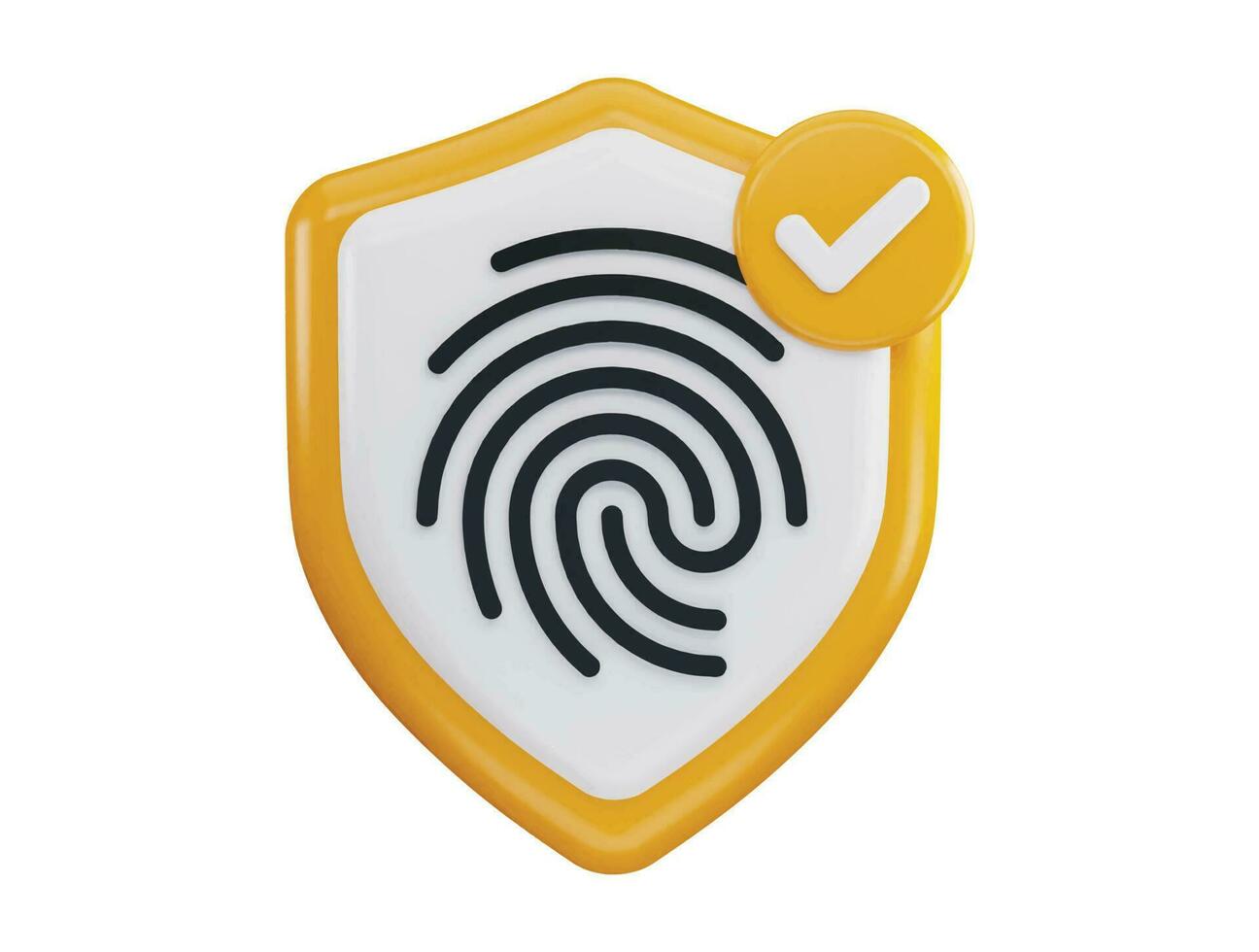 Fingerprint on protect shield 3d rendering vector icon illustration