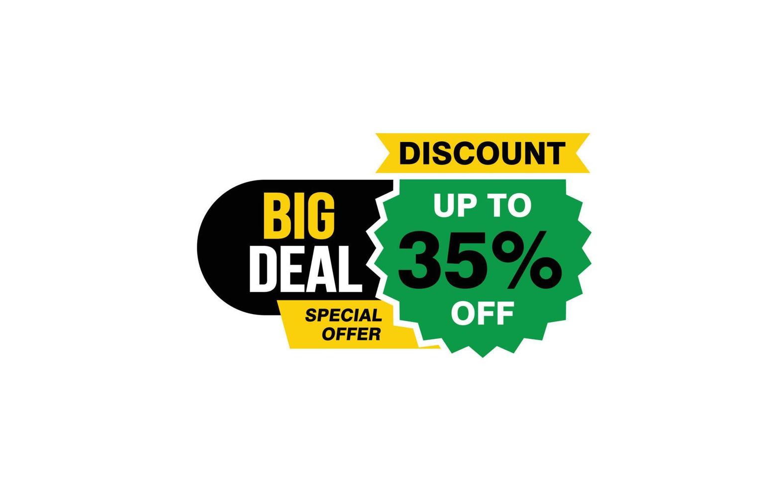 35 Percent BIG DEAL offer, clearance, promotion banner layout with sticker style. vector