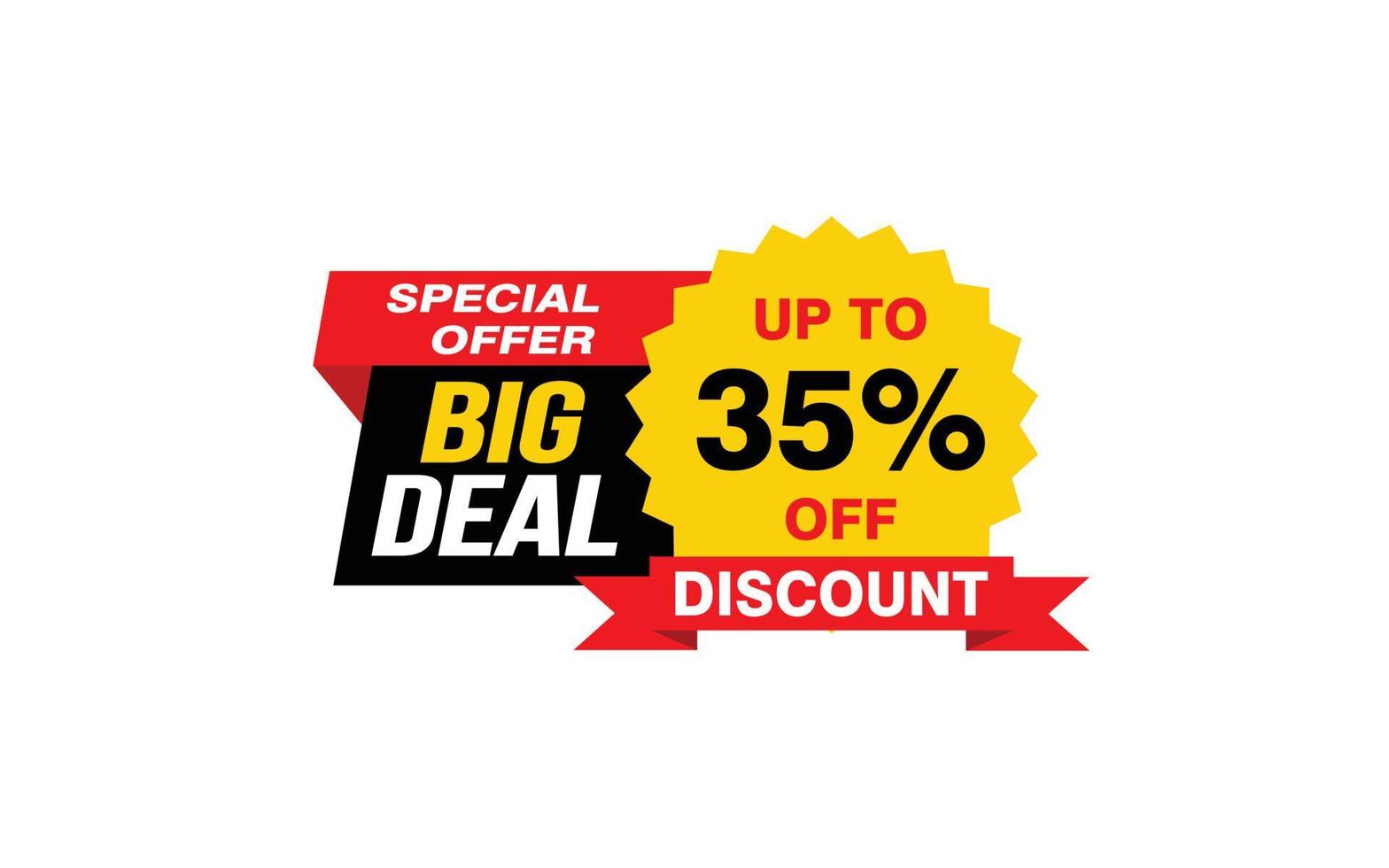 35 Percent BIG DEAL offer, clearance, promotion banner layout with sticker style. vector