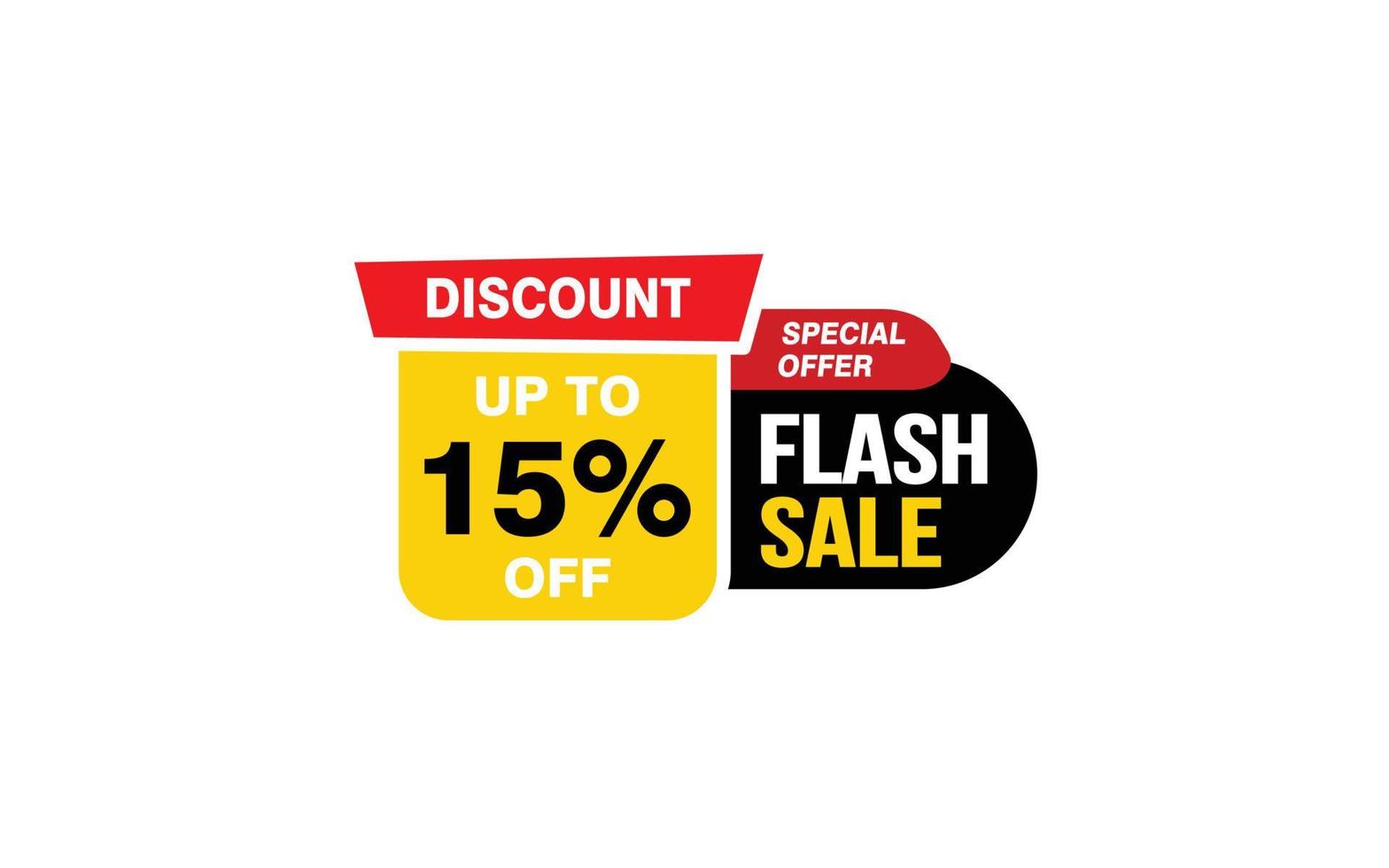 15 Percent FLASH SALE offer, clearance, promotion banner layout with sticker style. vector