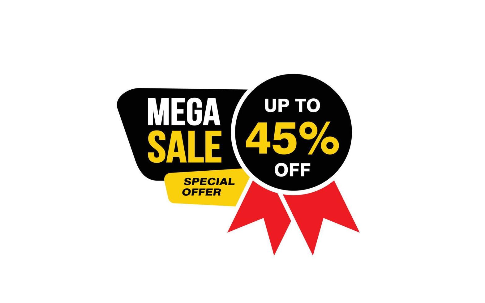 45 Percent MEGA SALE offer, clearance, promotion banner layout with sticker style. vector