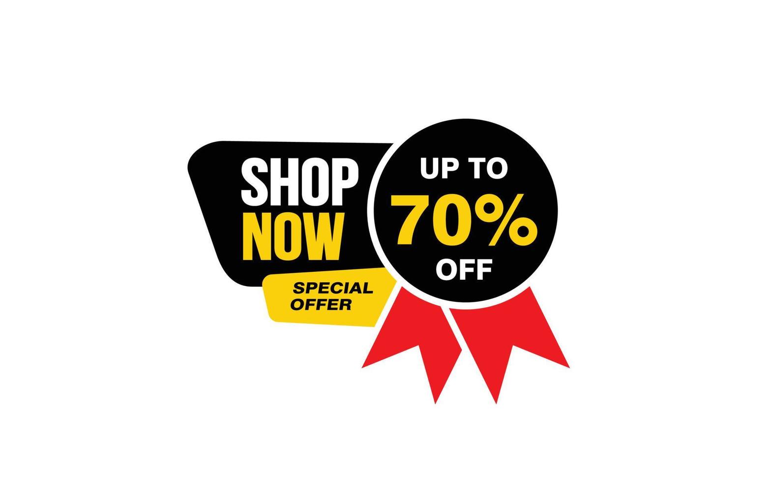 70 Percent SHOP NOW offer, clearance, promotion banner layout with sticker style. vector