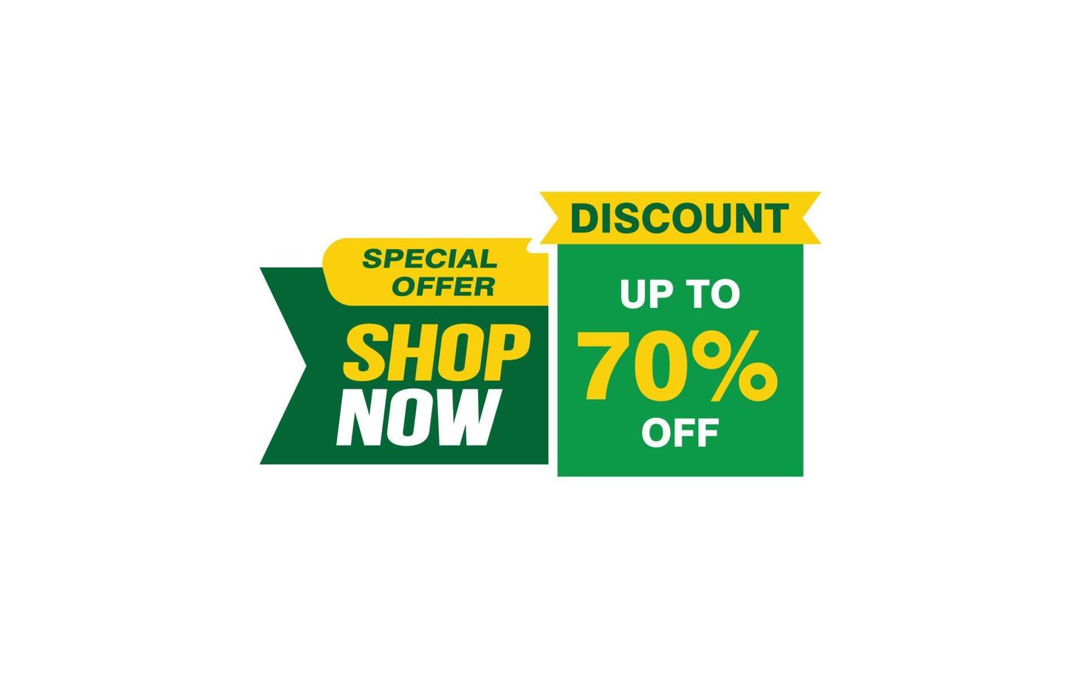 70 Percent SHOP NOW offer, clearance, promotion banner layout with sticker style. vector