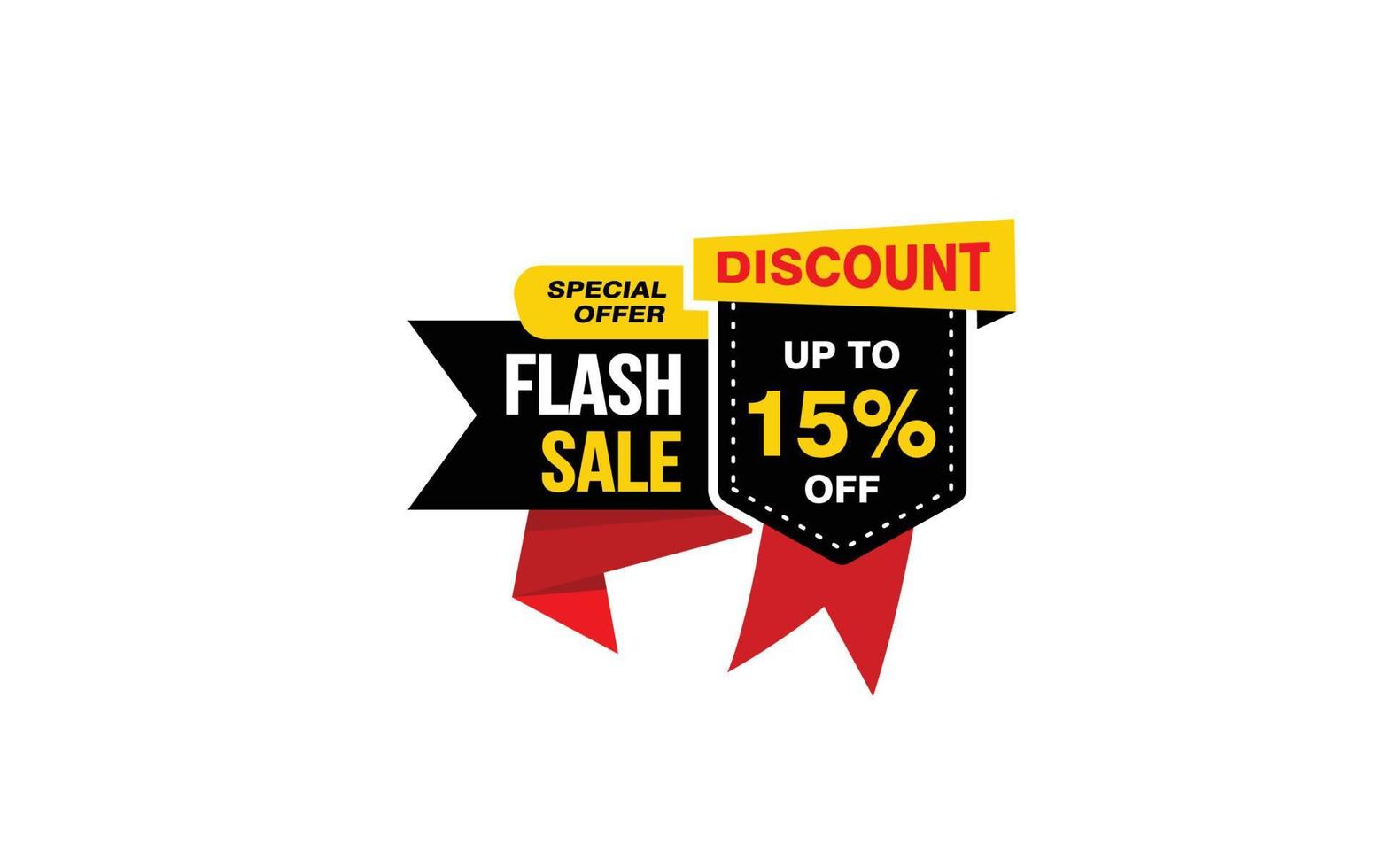 15 Percent FLASH SALE offer, clearance, promotion banner layout with sticker style. vector