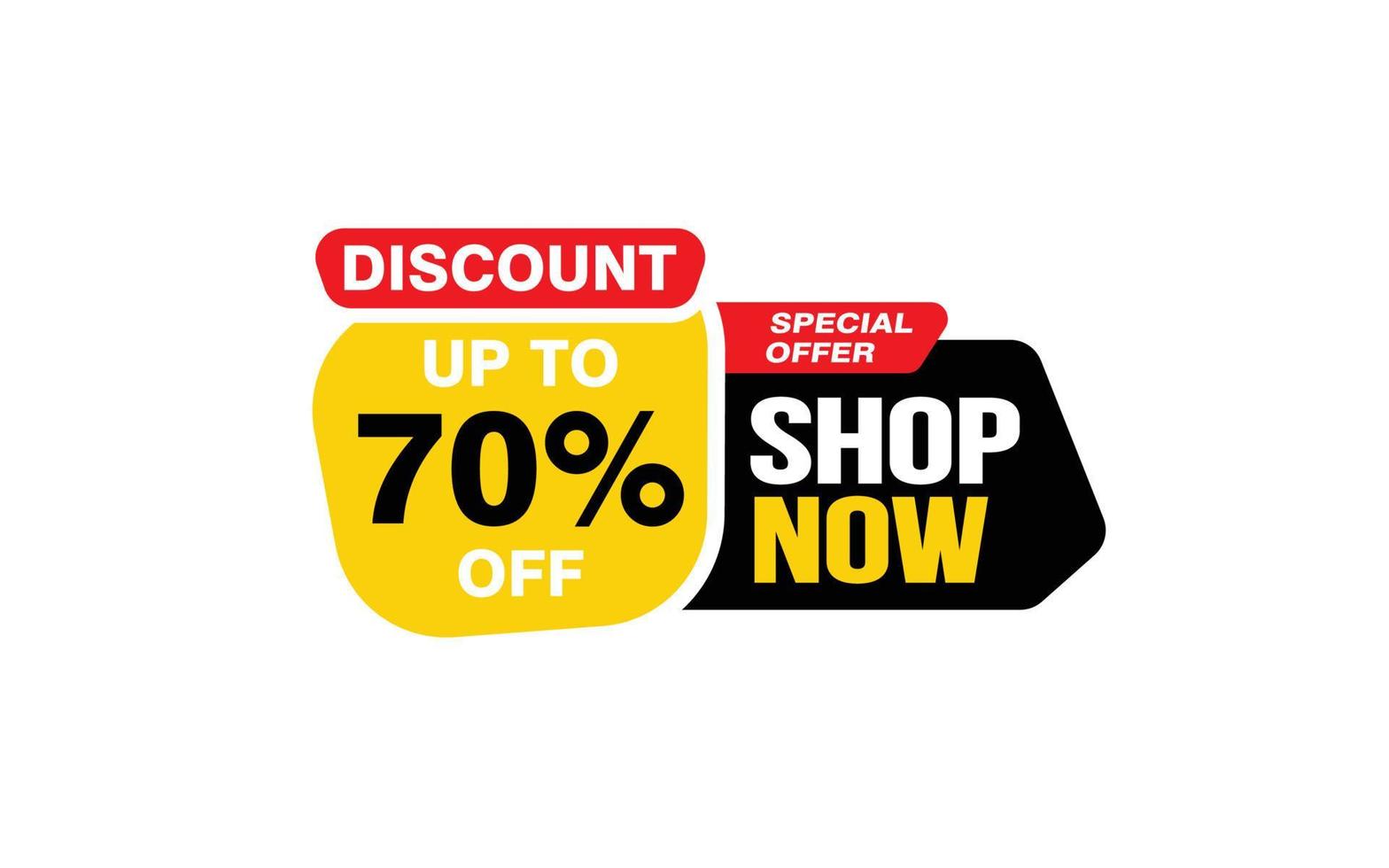 70 Percent SHOP NOW offer, clearance, promotion banner layout with sticker style. vector