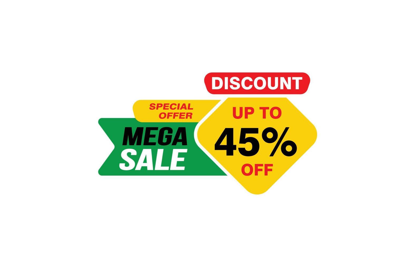 45 Percent MEGA SALE offer, clearance, promotion banner layout with sticker style. vector