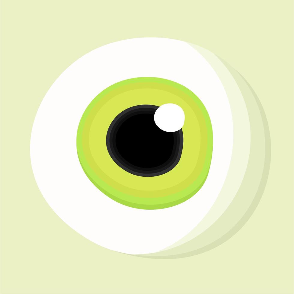 Vector isolated illustration of green eye. Vision concept.