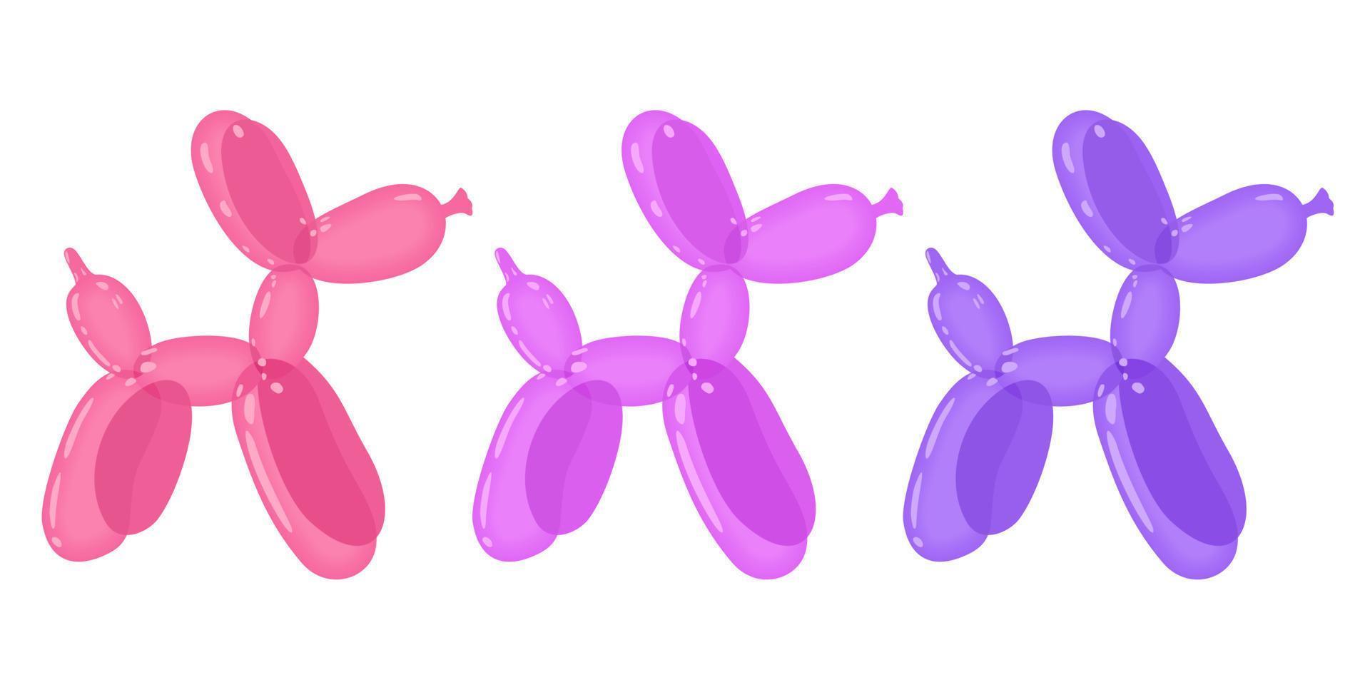 Bright balloon dogs. Vector isolated illustration.