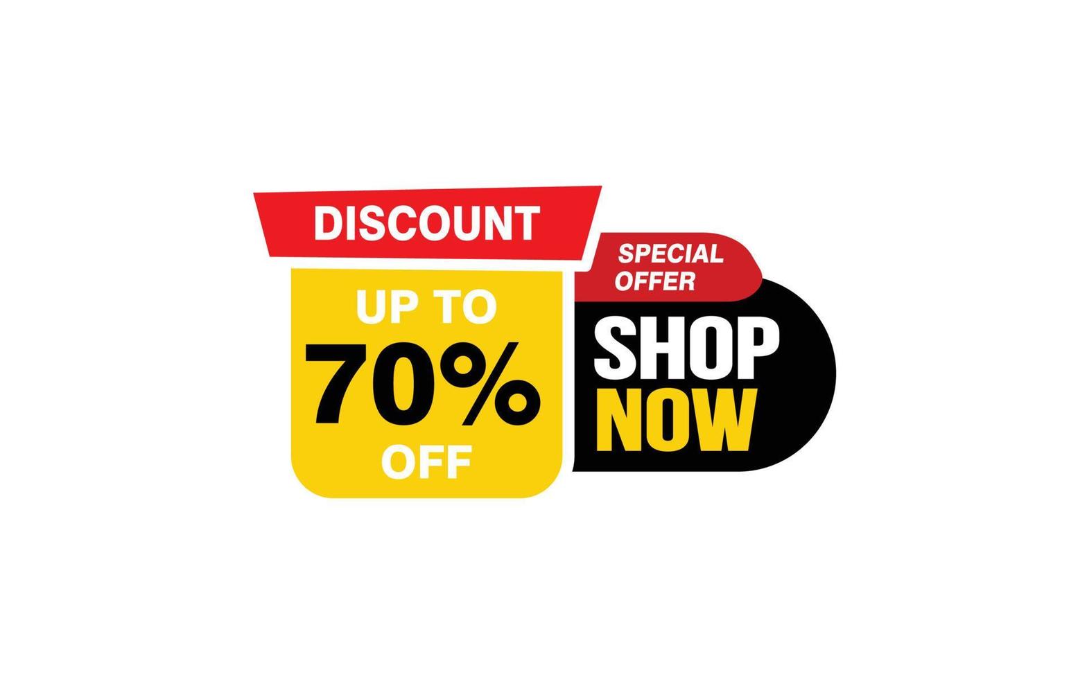 70 Percent SHOP NOW offer, clearance, promotion banner layout with sticker style. vector