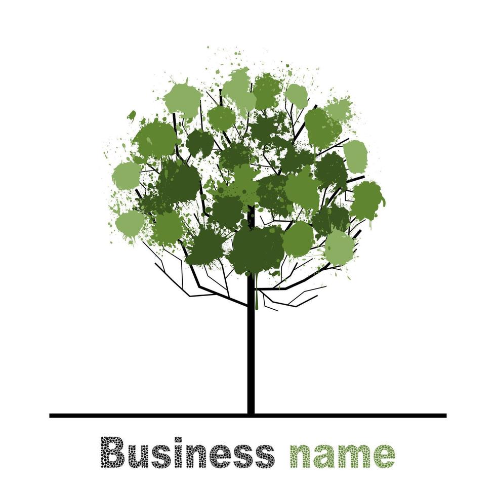 Green tree in park in the spring. A vector illustration