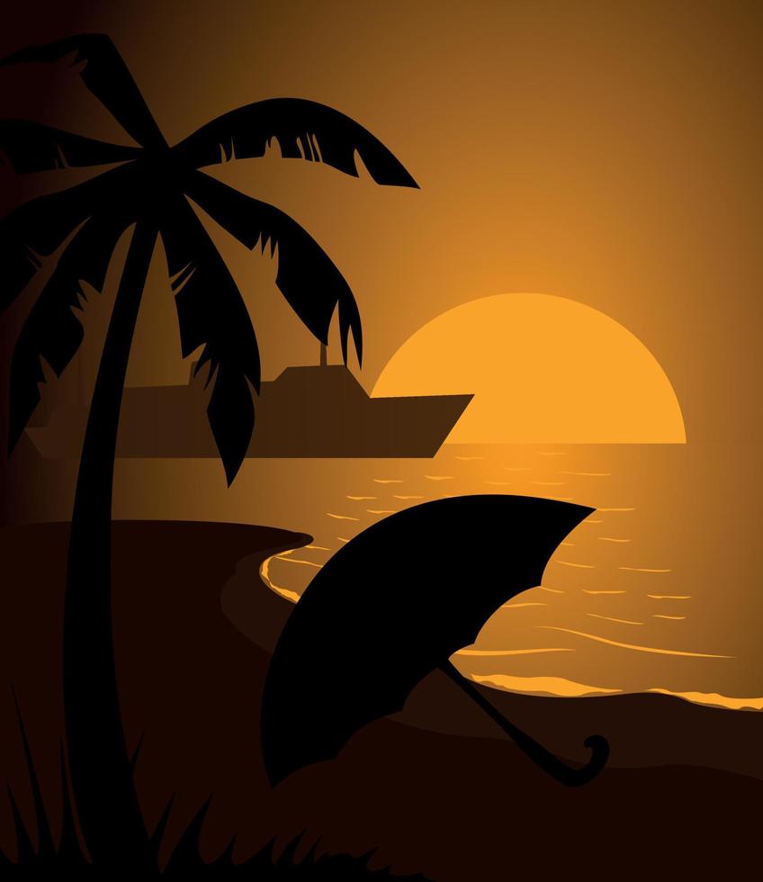palma árbol en el isla. vector ilustración