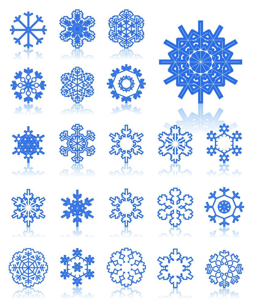 Set of white snowflakes on background. A vector illustration