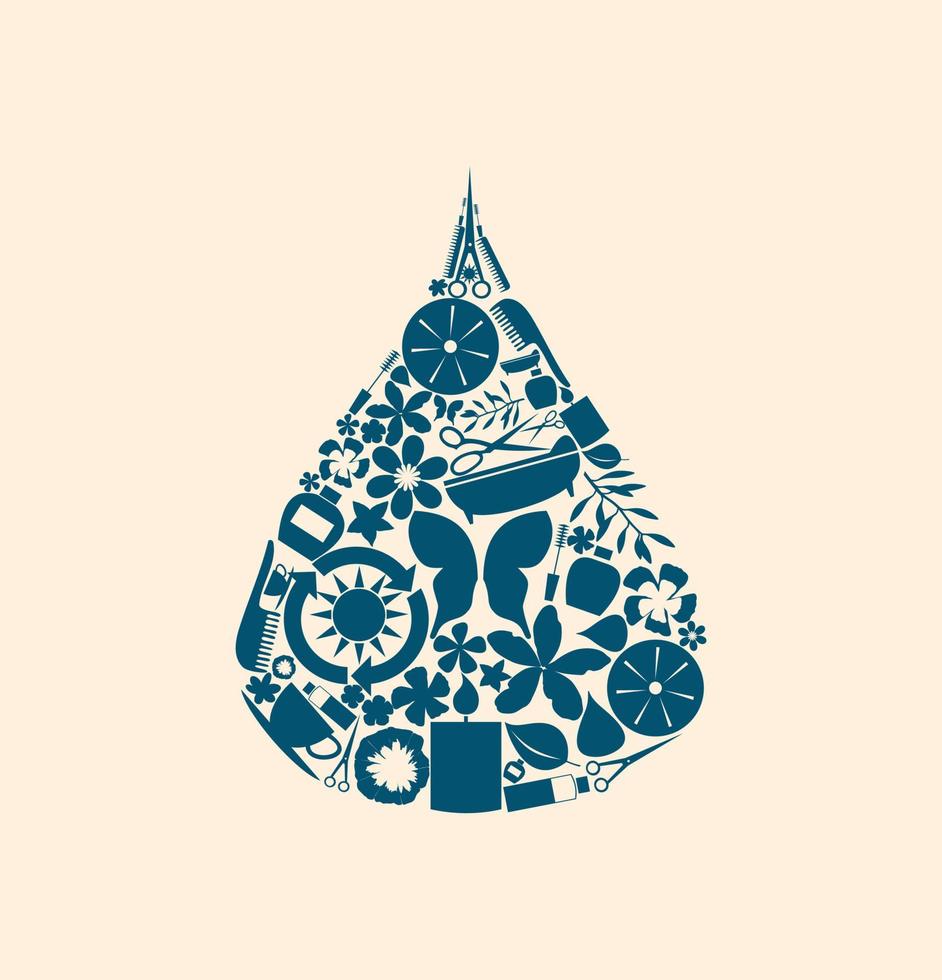 Drop of water from spa elements. A vector illustration