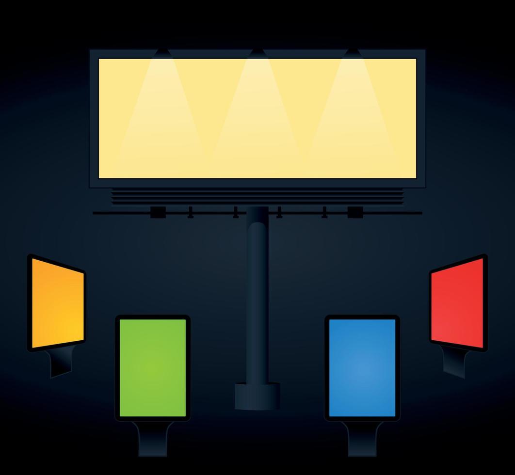 Publicity boards for information placing. A vector illustration