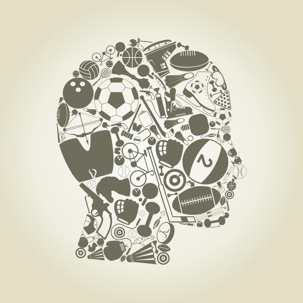 Head made of sports. A vector illustration 20272778 Vector Art at Vecteezy