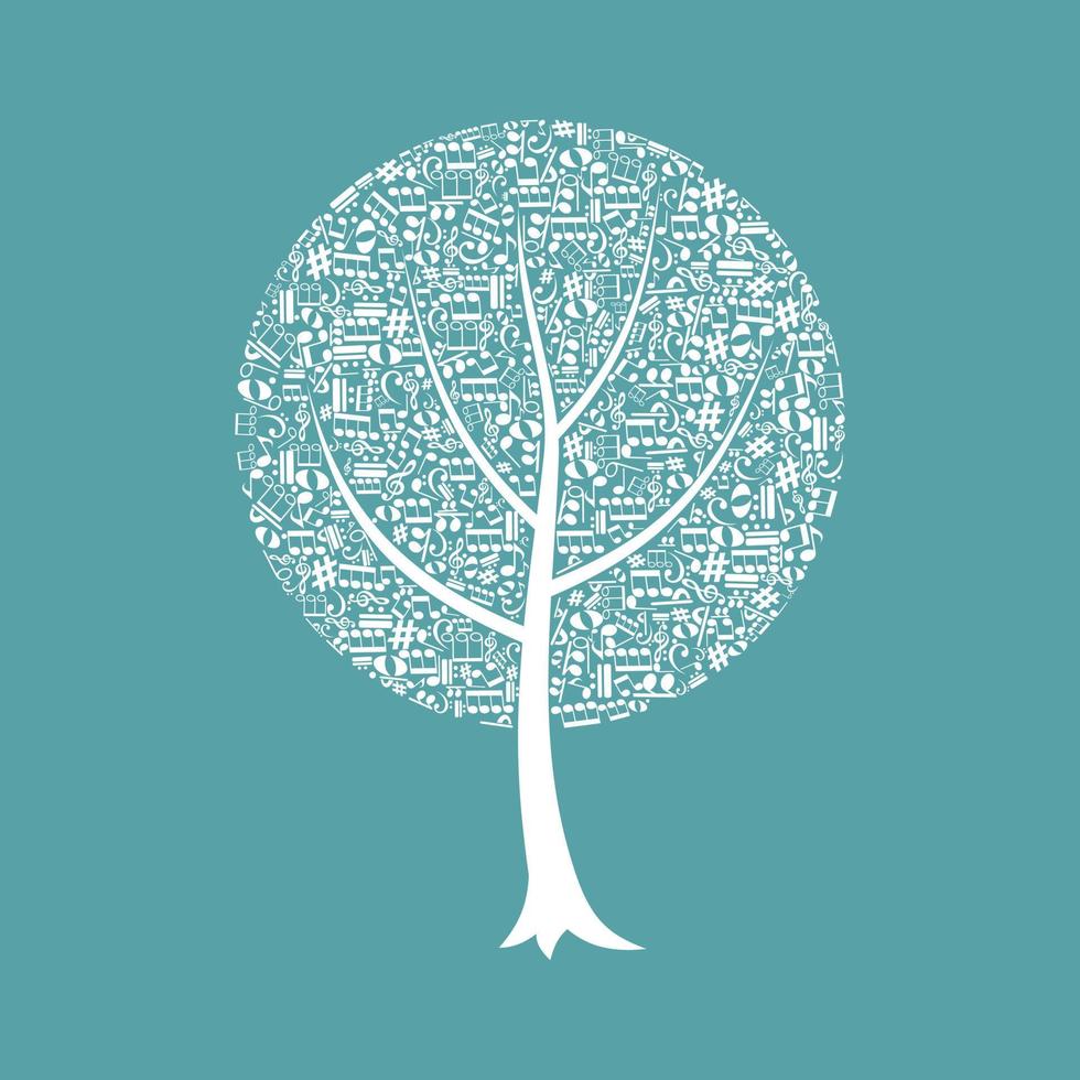 Tree from musical notes. A vector illustration