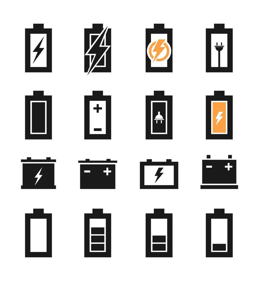 Set of icons of batteries. A vector illustration