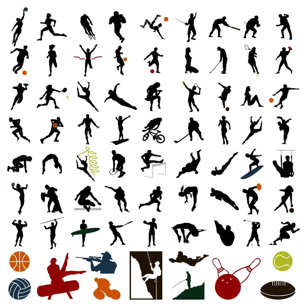 Silhouettes of sportsmen of black colour. A vector illustration