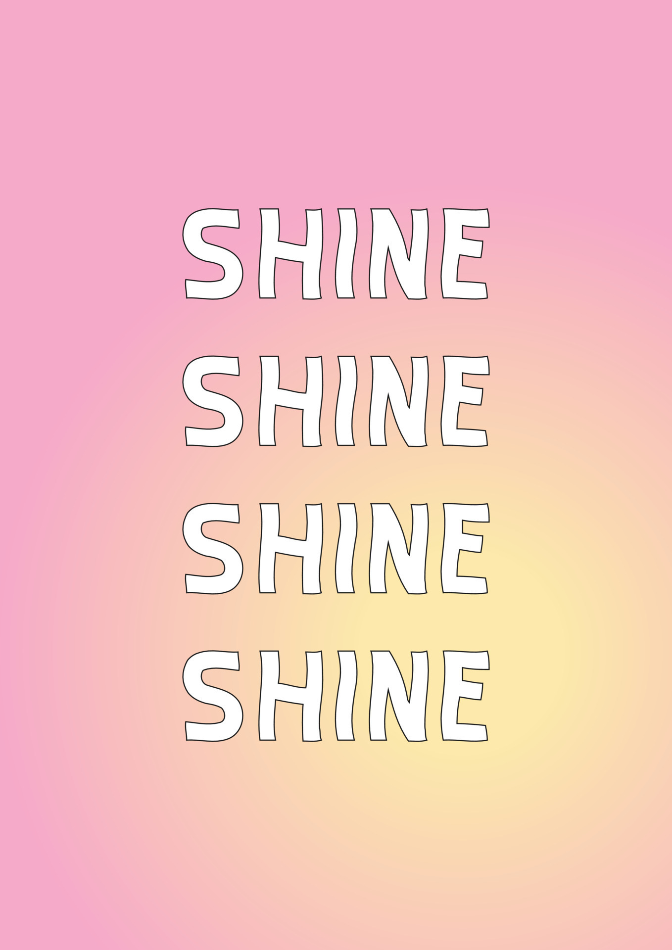 Pink and yellow poster with shine warp text. Gradient vector background
