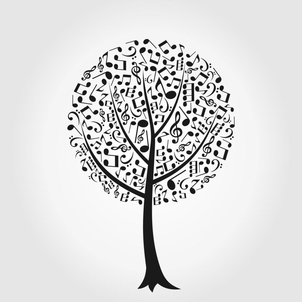 Tree from musical notes. A vector illustration