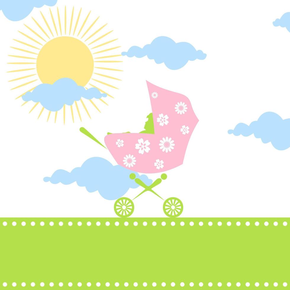 The daddy and mum with a children's carriage. A vector illustration