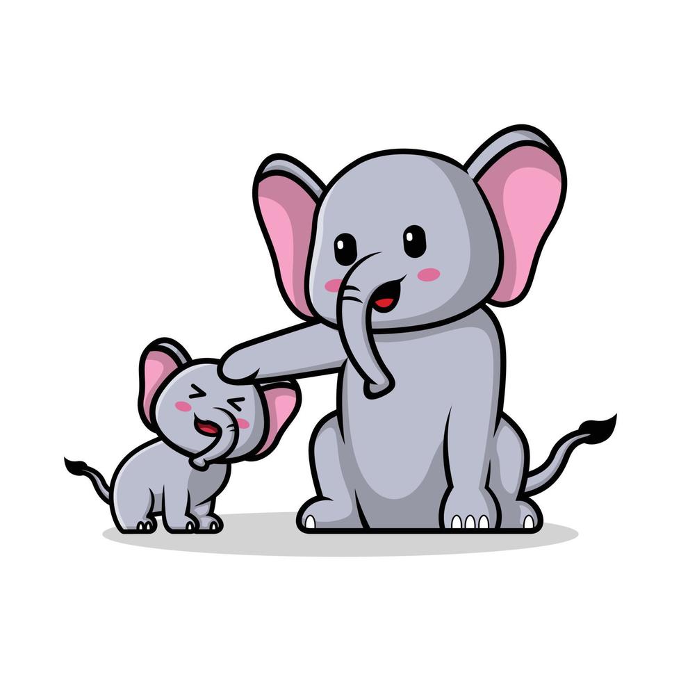 mano dibujado elefante y el bebé dibujos animados vector icono ilustración, animal colección