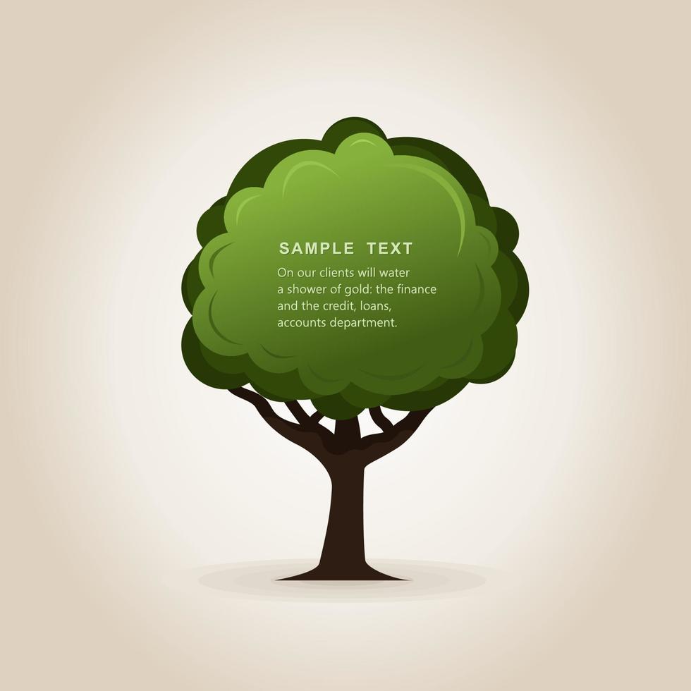 Green tree on a grey background. A vector illustration