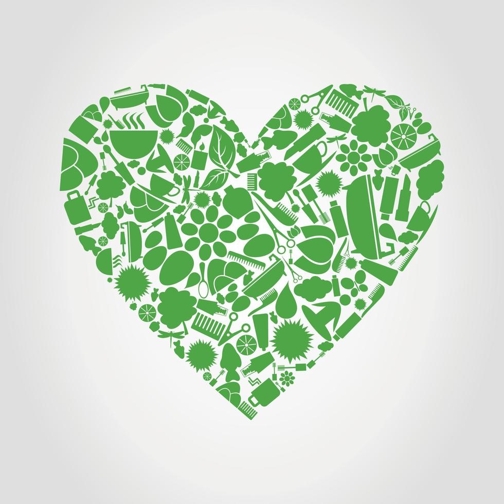 Heart made from spa. A vector illustration