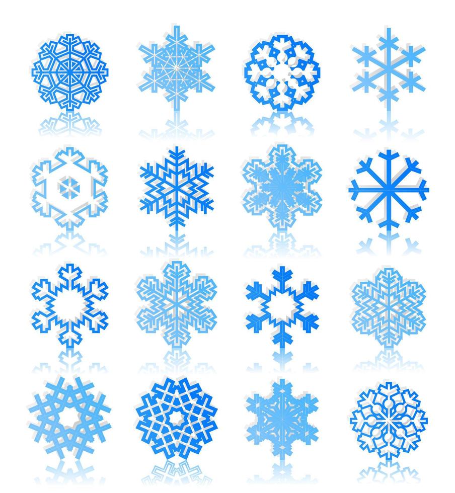 Set of white snowflakes on background. A vector illustration