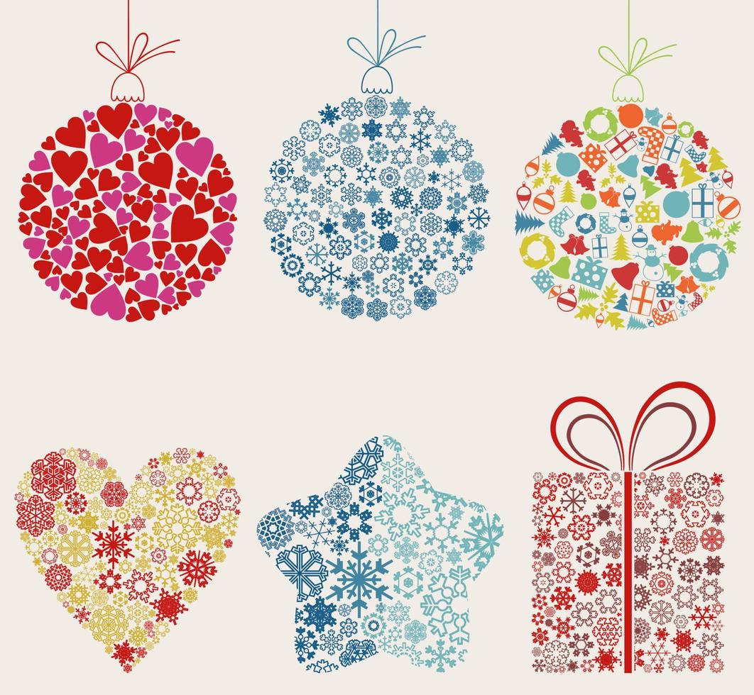 Set of ornaments for Christmas. A vector illustration
