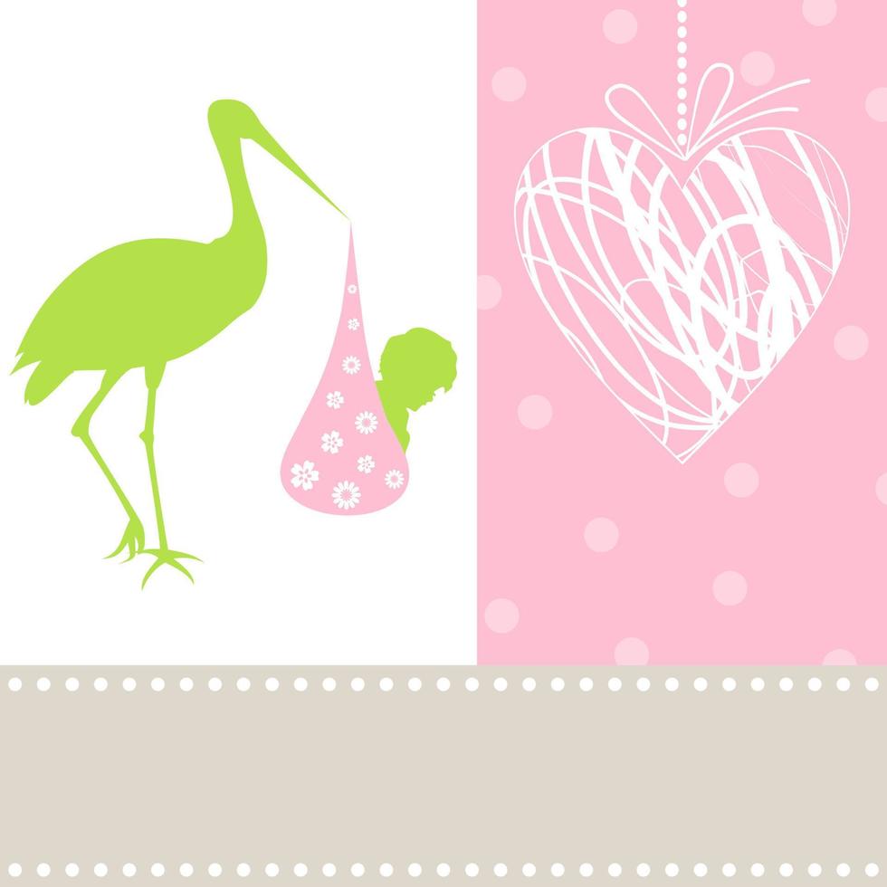 The stork bears in a beak of the kid. A vector illustration
